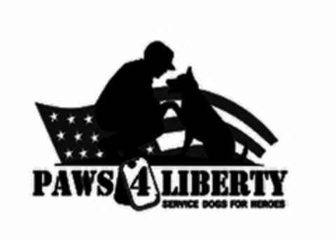 PAWS 4 LIBERTY SERVICE DOGS FOR HEROES Logo (USPTO, 08/17/2016)