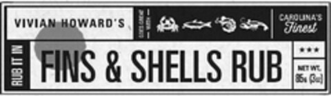 VIVIAN HOWARD'S GOES GREAT WITH CAROLINA'S FINEST RUB IT IN FINS & SHELLS RUB NET WT. 85G (3OZ) Logo (USPTO, 16.06.2016)