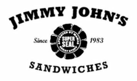 JIMMY JOHN'S SINCE 1983 APPROVED BY MAMAS SUPER SEAL GREAT STUFF SANDWICHES Logo (USPTO, 11.01.2016)