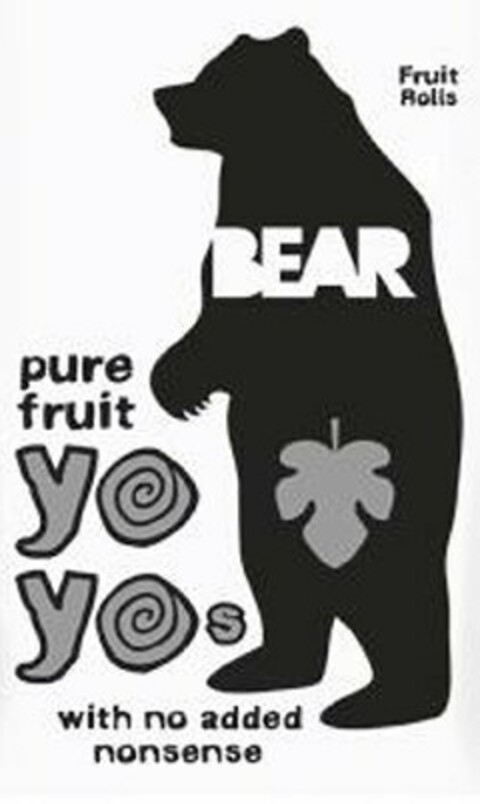 BEAR PURE FRUIT YO YOS WITH NO ADDED NONSENSE FRUIT ROLLS Logo (USPTO, 01/11/2012)