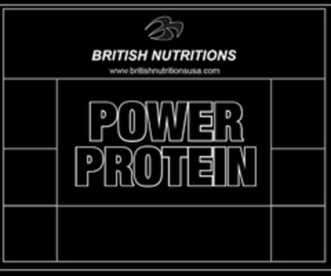 BRITISH NUTRITIONS WWW.BRITISHNUTRITIONSUSA.COM POWER PROTEIN Logo (USPTO, 01/14/2013)