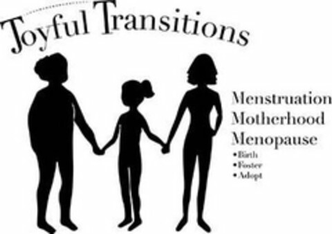 JOYFUL TRANSITIONS MENSTRUATION MOTHERHOOD MENOPAUSE · BIRTH · FOSTER · ADOPT Logo (USPTO, 12.11.2018)