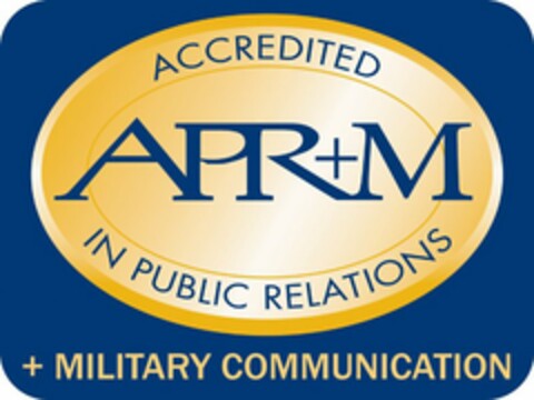 APR+M ACCREDITED IN PUBLIC RELATIONS + MILITARY COMMUNICATION Logo (USPTO, 16.04.2020)