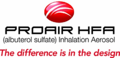 PROAIR HFA (ALBUTEROL SULFATE) INHALATION AEROSOL THE DIFFERENCE IS IN THE DESIGN Logo (USPTO, 26.04.2013)