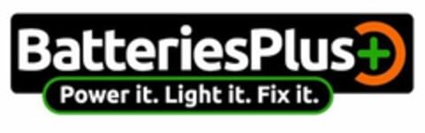 BATTERIESPLUS POWER IT. LIGHT IT. FIX IT. Logo (USPTO, 05/08/2020)