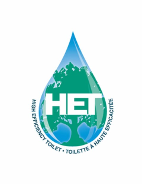 HET HIGH EFFICIENCY TOILET · TOILETTE À HAUTE EFFICACITÉE Logo (USPTO, 06/23/2009)