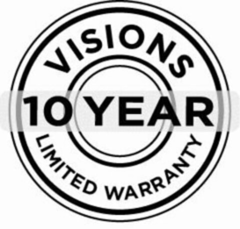 VISIONS 10 YEAR LIMITED WARRANTY Logo (USPTO, 19.01.2016)