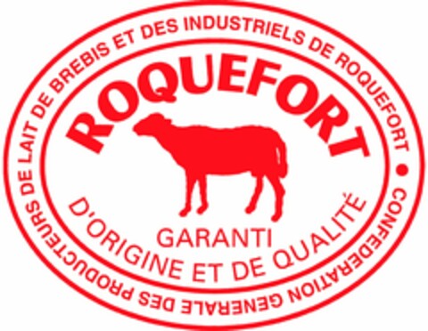 CONFEDERATION GENERALE DES PRODUCTEURS DE LAIT DE BREBIS ET DES INDUSTRIELS DE ROQUEFORT ROQUEFORT GARANTI D'ORIGINE ET DE QUALITÉ Logo (USPTO, 11.10.2013)