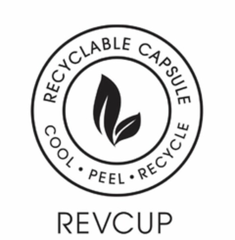 REVCUP RECYCLABLE CAPSULE COOL · PEEL · RECYCLE Logo (USPTO, 20.12.2019)