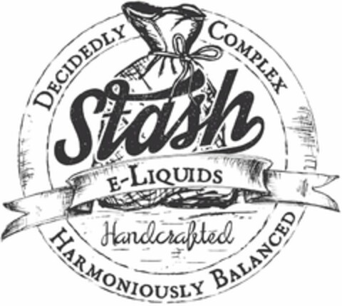 STASH E-LIQUIDS DECIDEDLY COMPLEX HARMONIOUSLY BALANCED HANDCRAFTED Logo (USPTO, 07/29/2015)