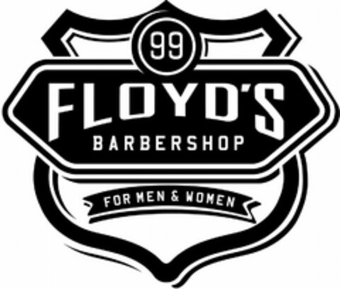 99 FLOYD'S BARBERSHOP FOR MEN & WOMEN Logo (USPTO, 28.01.2016)