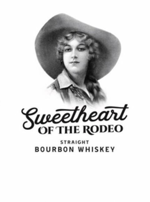 SWEETHEART OF THE RODEO STRAIGHT BOURBON WHISKEY Logo (USPTO, 07/25/2019)