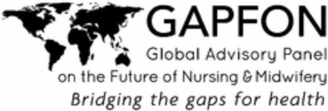 GAPFON GLOBAL ADVISORY PANEL ON THE FUTURE OF NURSING & MIDWIFERY BRIDGING THE GAPS FOR HEALTH Logo (USPTO, 16.06.2016)