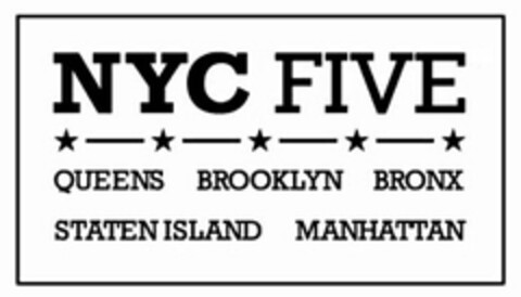 NYC FIVE QUEENS BROOKLYN BRONX STATEN ISLAND MANHATTAN Logo (USPTO, 05/10/2017)