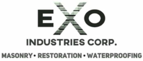 EXO INDUSTRIES CORP. MASONRY · RESTORATION · WATERPROOFING Logo (USPTO, 12/04/2019)