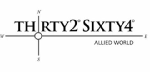 THRTY2° SIXTY4° ALLIED WORLD W N E S Logo (USPTO, 11/15/2011)