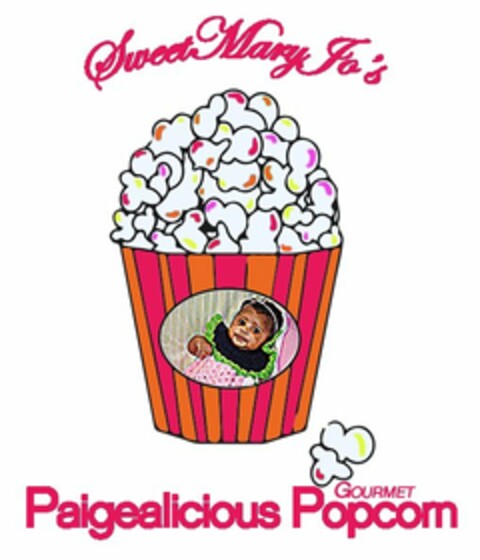 SWEET MARY JO'S PAIGEALICIOUS GOURMET POPCORN Logo (USPTO, 02/23/2017)