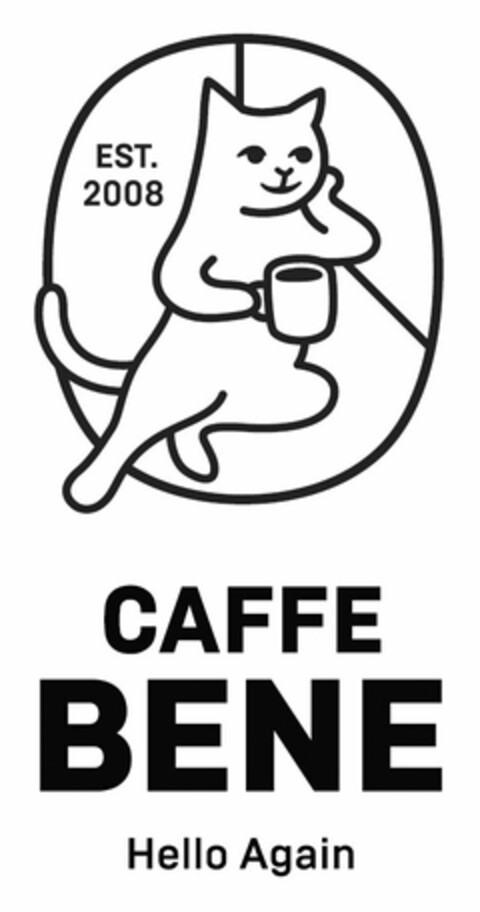 CAFFE BENE HELLO AGAIN EST. 2008 Logo (USPTO, 10.09.2019)