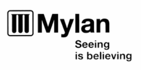 M MYLAN SEEING IS BELIEVING Logo (USPTO, 30.05.2013)