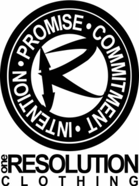 PROMISE COMMITMENT) INTENTION ) R ONE RESOLUTION CLOTHING Logo (USPTO, 04/25/2017)