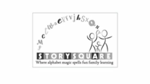 STORYSQUARE WHERE ALPHABET MAGIC SPELLSFUN FAMILY LEARNING G M C T W A E V F V J H S X Q N O Logo (USPTO, 04/24/2018)