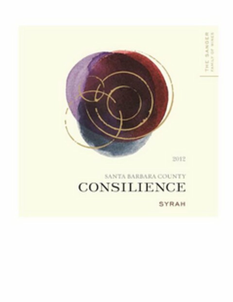 THE SANGER FAMILY OF WINES 2012 SANTA BARBARA COUNTY CONSILIENCE SYRAH Logo (USPTO, 11/26/2014)