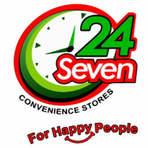 24 SEVEN CONVENIENCE STORES FOR HAPPY PEOPLE Logo (USPTO, 07.10.2016)