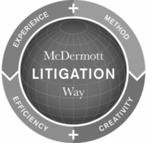 MCDERMOTT WAY LITIGATION EXPERIENCE + METHOD EFFICIENCY + CREATIVITY Logo (USPTO, 09.08.2013)