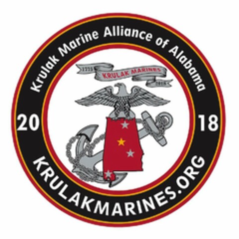 KRULAK MARINE ALLIANCE OF ALABAMA 2018 KRULAKMARINES.ORG 1775 KRULAK MARINES 2018 Logo (USPTO, 28.08.2019)