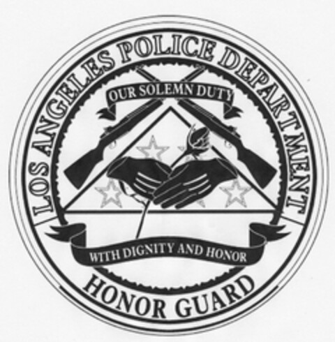 LOS ANGELES POLICE DEPARTMENT; HONOR GUARD OUR SOLEMN DUTY AND WITH DIGNITY AND HONOR. Logo (USPTO, 14.09.2009)