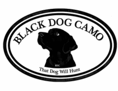 BLACK DOG CAMO BDC THAT DOG WILL HUNT Logo (USPTO, 09.11.2009)