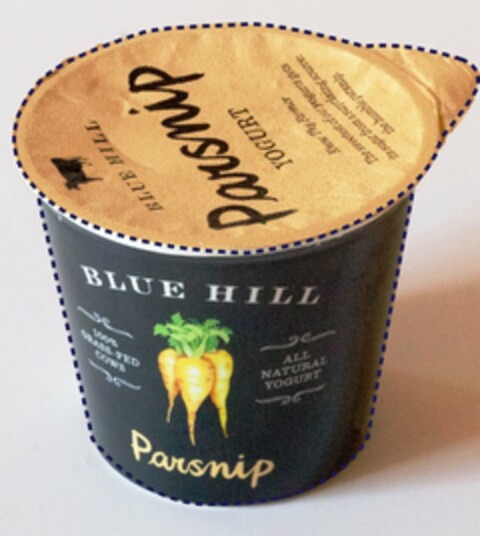 BLUE HILL 100% GRASS-FED COWS ALL NATURAL YOGURT PARSNIP BLUE HILL PARSNIP YOGURT KNOW THY FARMER THE SWEETEST OF OUR YOGURTS GETS ITS SUGAR FROM A SURPRISING SOURCE: THE HUMBLE PARSNIP Logo (USPTO, 09/27/2014)