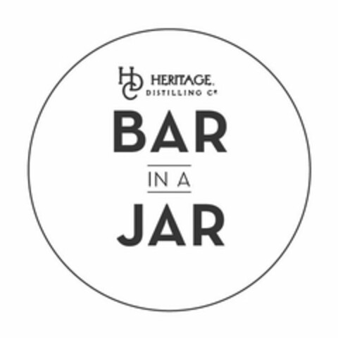 HDC HERITAGE DISTILLING CO. BAR IN A JAR Logo (USPTO, 03/31/2017)