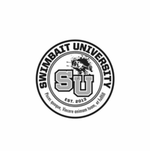 SWIMBAIT UNIVERSITY SU EST. 2013 PISCESQUOQUE, VINCERE ANIMAM TUAM, ET FULLFILL Logo (USPTO, 05.10.2017)