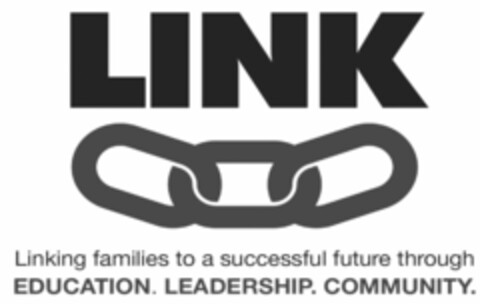 LINK LINKING FAMILIES TO A SUCCESSFUL FUTURE THROUGH EDUCATION. LEADERSHIP. COMMUNITY Logo (USPTO, 04.08.2015)