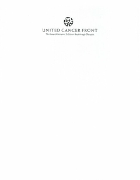 UNITED CANCER FRONT THE RESEARCH INITIATIVE TO DELIVER BREAKTHROUGH THERAPIES. Logo (USPTO, 20.03.2012)