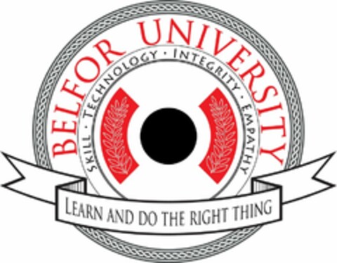 BELFOR UNIVERSITY SKILL TECHNOLOGY INTEGRITY EMPATHY LEARN AND DO THE RIGHT THING Logo (USPTO, 05/14/2014)