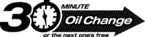 30 MINUTE OIL CHANGE OR THE NEXT ONE'S FREE Logo (USPTO, 11/11/2014)