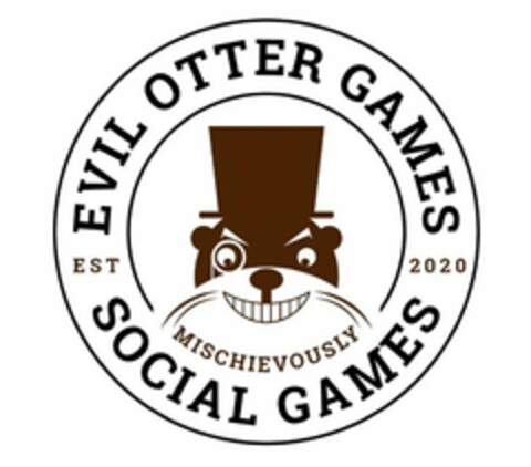 EVIL OTTER GAMES SOCIAL GAMES EST 2020 MISCHIEVOUSLY Logo (USPTO, 09/14/2020)