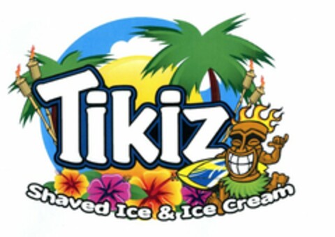 TIKIZ SHAVED ICE & ICE CREAM Logo (USPTO, 05.04.2013)