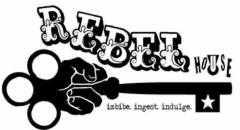 REBEL HOUSE IMBIBE. INGEST. INDULGE. Logo (USPTO, 02/29/2012)