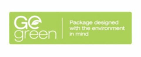 GO GREEN PACKAGE DESIGNED WITH THE ENVIRONMENT IN MIND Logo (USPTO, 18.04.2012)