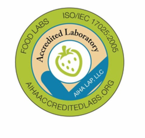 FOOD LABS ISO/IEC 17025:2005 AIHAACCREDITEDLABS.ORG ACCREDITED LABORATORY AIHA LAP, LLC Logo (USPTO, 03/29/2017)