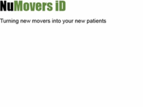 NUMOVERS ID TURNING NEW MOVERS INTO YOUR NEW PATIENTS Logo (USPTO, 12/29/2008)