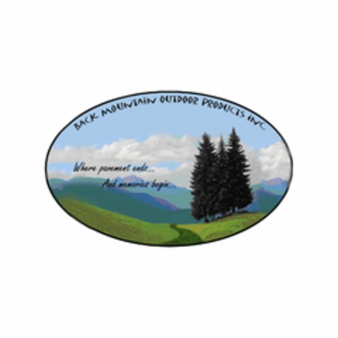 BACK MOUNTAIN OUTDOOR PRODUCTS INC WHERE PAVEMENT ENDS... AND MEMORIES BEGIN... Logo (USPTO, 03/08/2009)