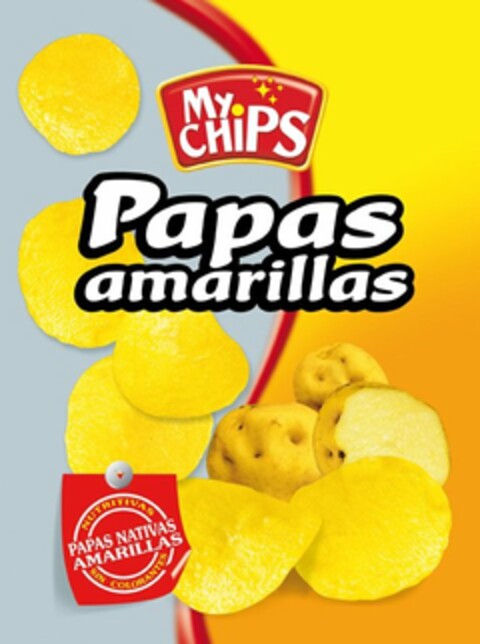 MY CHIPS PAPAS AMARILLAS NUTRITIVAS SIN COLORANTES PAPAS NATIVAS AMARILLAS Logo (USPTO, 29.04.2013)