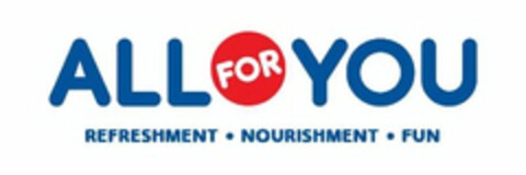 ALL FOR YOU REFRESHMENT · NOURISHMENT ·FUN Logo (USPTO, 06.01.2016)