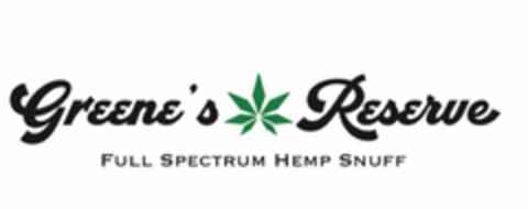 GREENE'S RESERVE FULL SPECTRUM HEMP SNUFF Logo (USPTO, 27.07.2020)