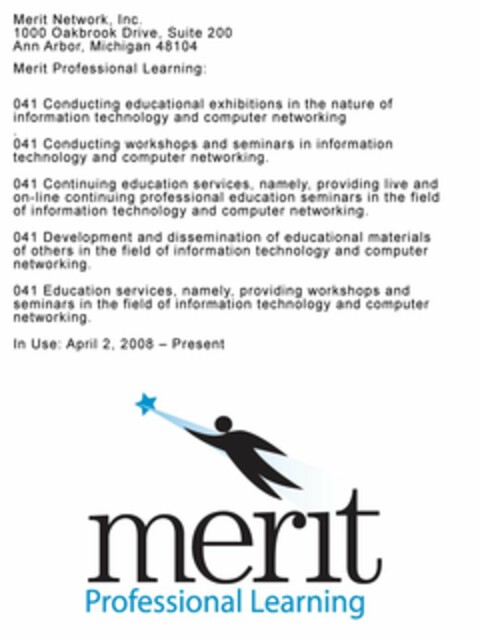 MERIT PROFESSIONAL LEARNING Logo (USPTO, 08.09.2009)