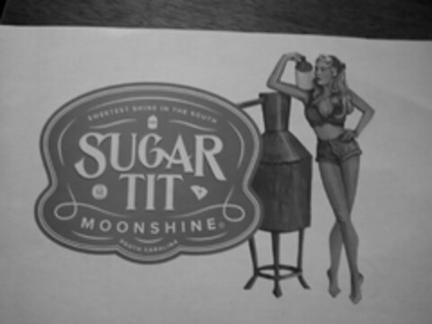 SWEETEST SHINE IN THE SOUTH SUGAR TIT MOONSHINE  SOUTH CAROLINA ST Logo (USPTO, 12.07.2014)